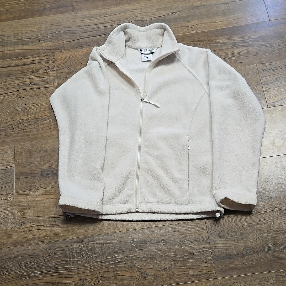 Columbia Cream Cardigan with Soft Fleece Texture
